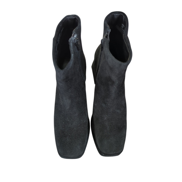 Steve Madden Treasure Suede Leather Square Toe Ankle Boot Square Chunky 6.5 Heel - Picture 4 of 9